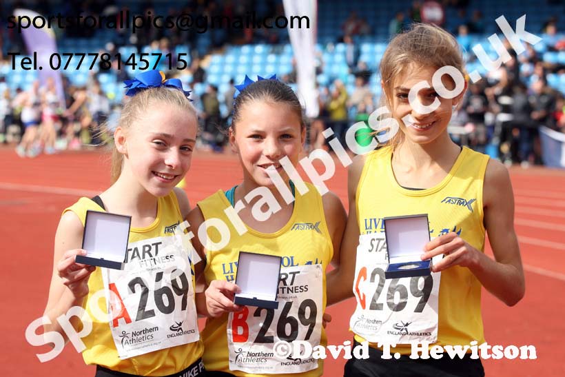 Girls under-15s 3 stage relay, Northern Senior 6 and 4 and Junior Stage Road Relays, SportsCity, Manchester. Photo:  David T. Hewitson/Sports for All Pics